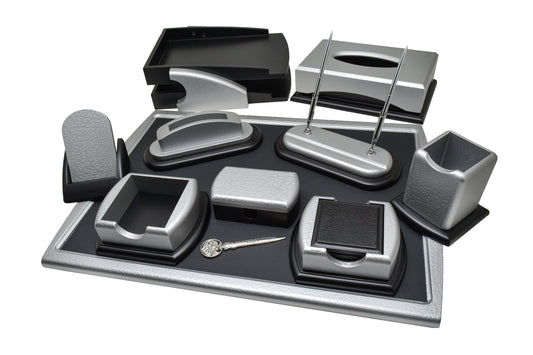 طقم مكتب لييندا (فضي) - 12 قطعة