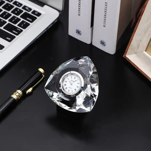 ستاند كريستال-ساعة دياموند باللون الذهبي