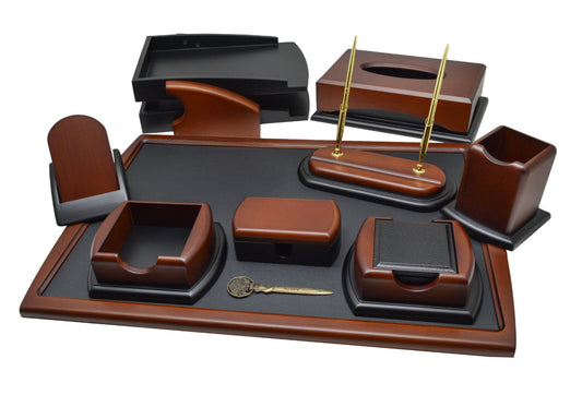 طقم مكتب لييندا (بني) - 12قطعة بالقلمين